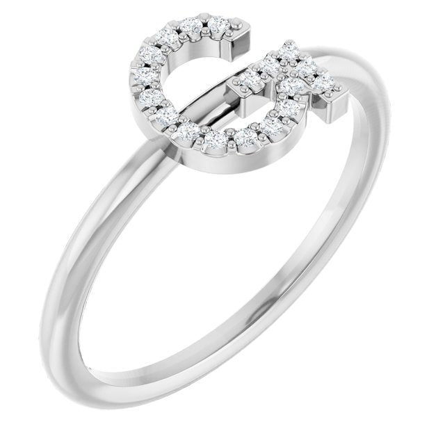 Platinum .06 CTW Natural Diamond Initial G Ring