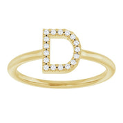 14K Yellow .06 CTW Natural Diamond Initial D Ring