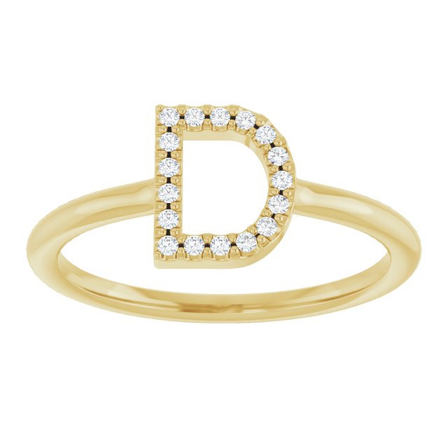 14K Yellow .06 CTW Natural Diamond Initial D Ring