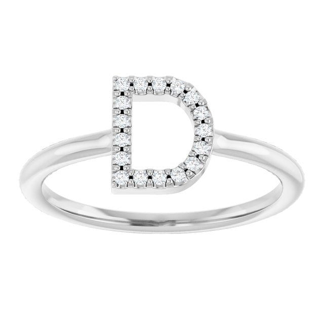 Platinum .06 CTW Natural Diamond Initial D Ring