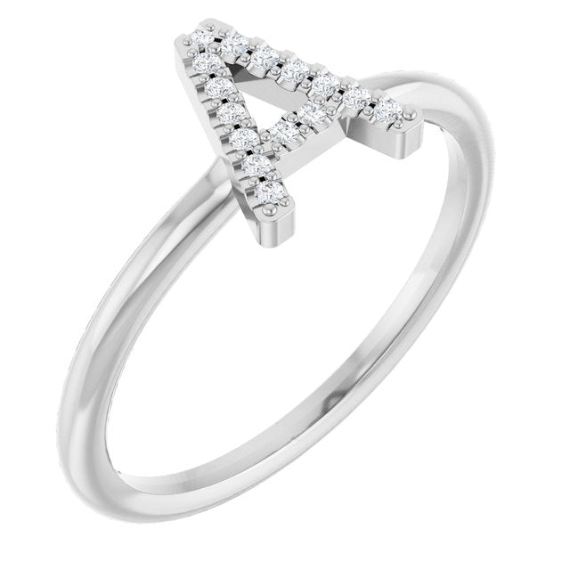 Platinum .06 CTW Natural Diamond Initial A Ring