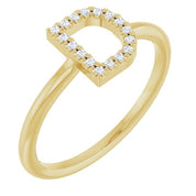 14K Yellow .06 CTW Natural Diamond Initial D Ring