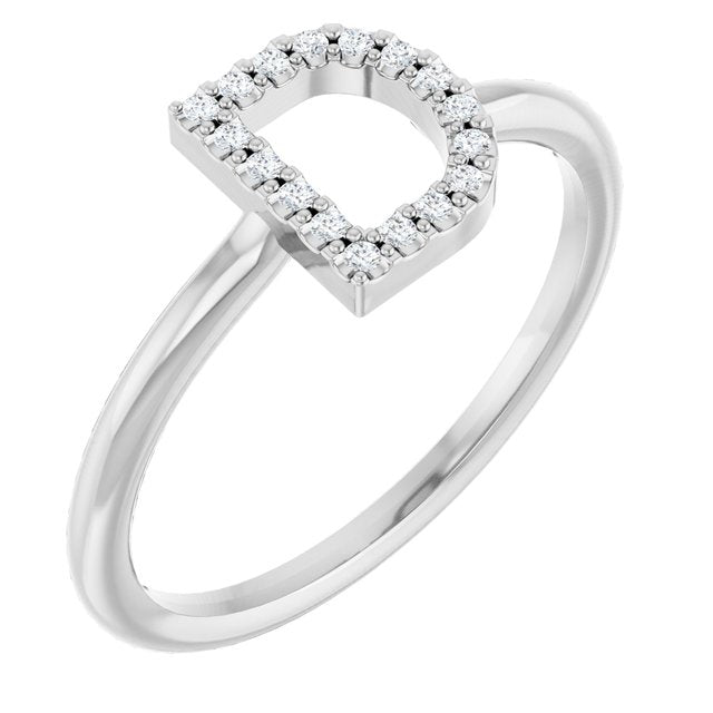Platinum .06 CTW Natural Diamond Initial D Ring