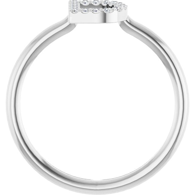 Platinum .06 CTW Natural Diamond Initial D Ring