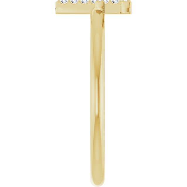 14K Yellow .06 CTW Natural Diamond Initial F Ring