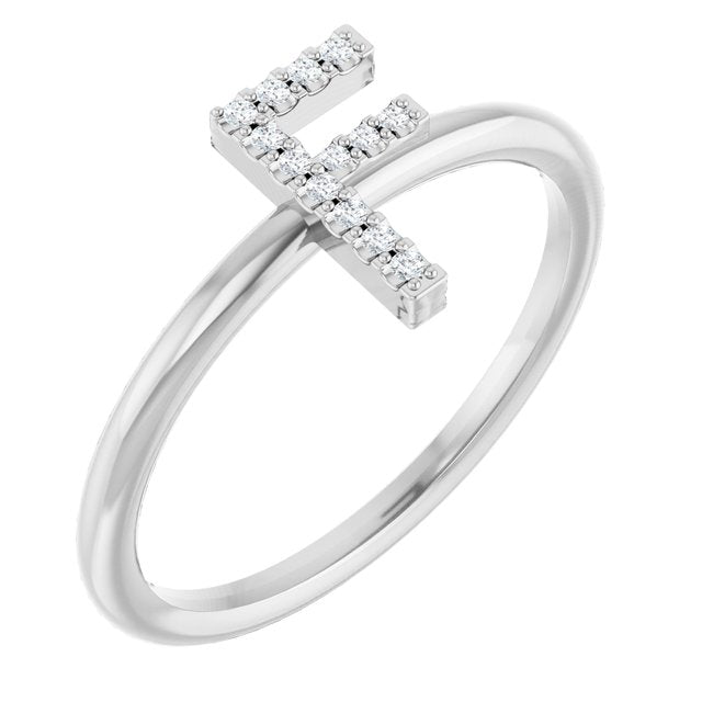 Platinum .06 CTW Natural Diamond Initial F Ring
