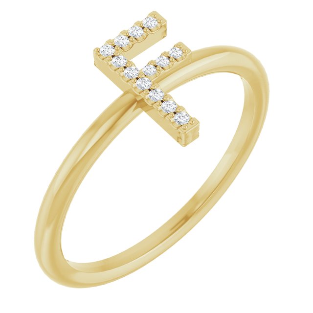14K Yellow .06 CTW Natural Diamond Initial F Ring