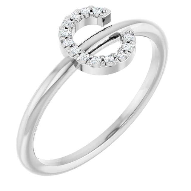 Platinum .05 CTW Natural Diamond Initial C Ring