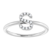 Sterling Silver .05 CTW Natural Diamond Initial S Ring