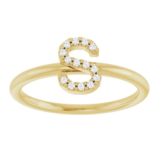 14K Yellow .05 CTW Natural Diamond Initial S Ring