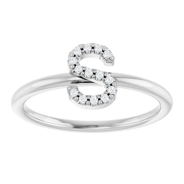 Platinum .05 CTW Natural Diamond Initial S Ring