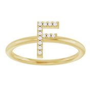 14K Yellow .06 CTW Natural Diamond Initial F Ring