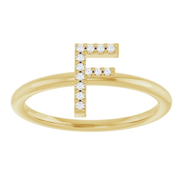14K Yellow .06 CTW Natural Diamond Initial F Ring