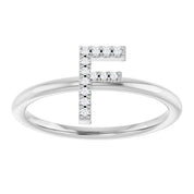 Platinum .06 CTW Natural Diamond Initial F Ring