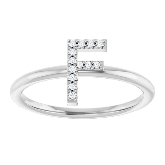Platinum .06 CTW Natural Diamond Initial F Ring