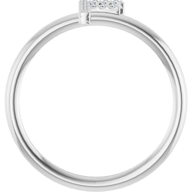 14K White .06 CTW Natural Diamond Initial F Ring
