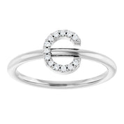Platinum .05 CTW Natural Diamond Initial C Ring