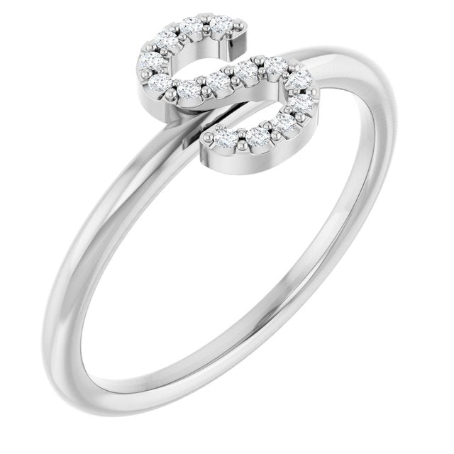 Platinum .05 CTW Natural Diamond Initial S Ring