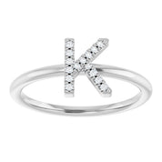Platinum .05 CTW Natural Diamond Initial K Ring