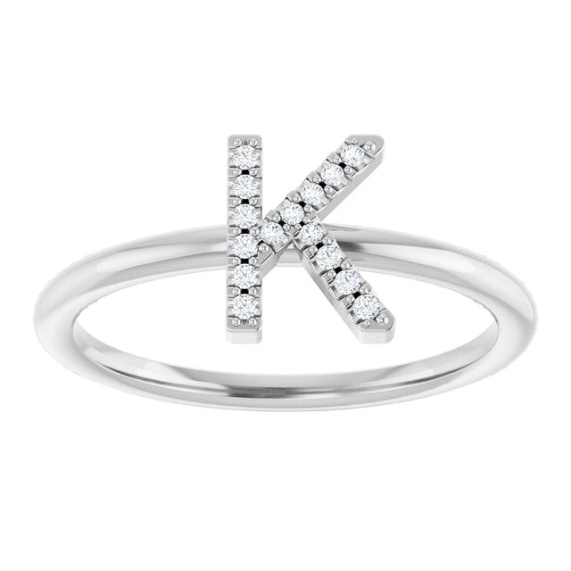 Platinum .05 CTW Natural Diamond Initial K Ring