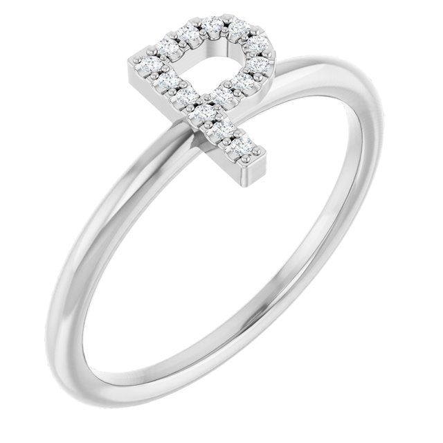 Platinum .05 CTW Natural Diamond Initial P Ring