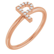 14K Rose .05 CTW Natural Diamond Initial P Ring