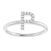 Platinum .05 CTW Natural Diamond Initial P Ring