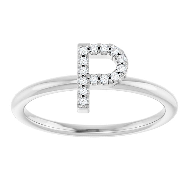 Platinum .05 CTW Natural Diamond Initial P Ring