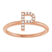 14K Rose .05 CTW Natural Diamond Initial P Ring