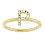14K Yellow .05 CTW Natural Diamond Initial P Ring