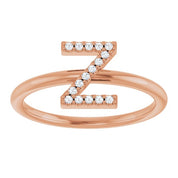 14K Rose .06 CTW Natural Diamond Initial Z Ring