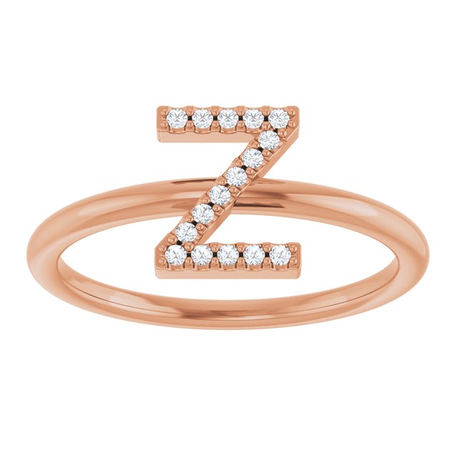 14K Rose .06 CTW Natural Diamond Initial Z Ring