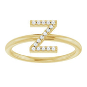 14K Yellow .06 CTW Natural Diamond Initial Z Ring