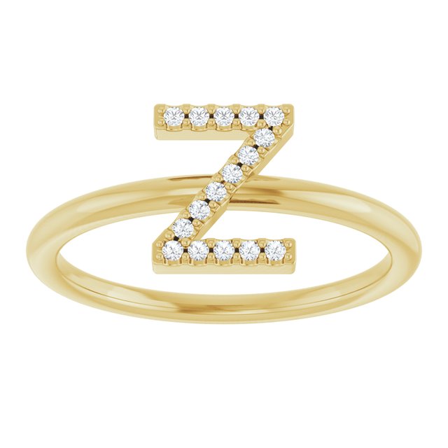 14K Yellow .06 CTW Natural Diamond Initial Z Ring