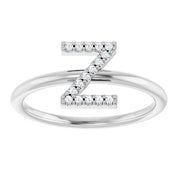 Platinum .06 CTW Natural Diamond Initial Z Ring