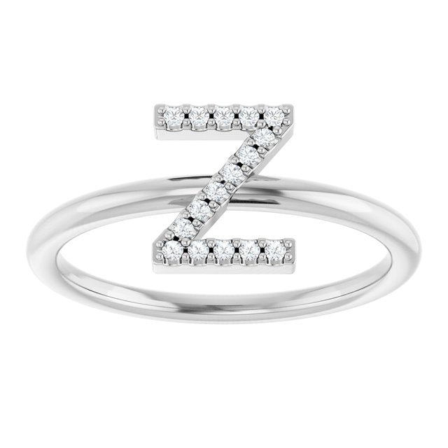 Platinum .06 CTW Natural Diamond Initial Z Ring