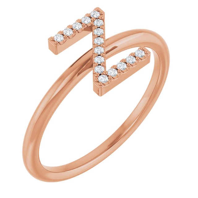 14K Rose .06 CTW Natural Diamond Initial Z Ring