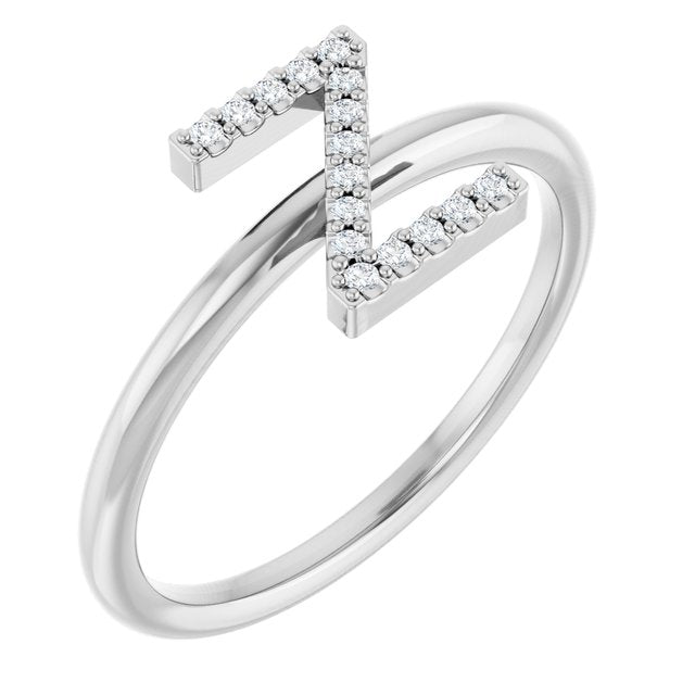 Platinum .06 CTW Natural Diamond Initial Z Ring