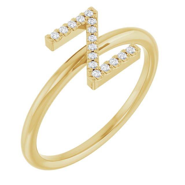 14K Yellow .06 CTW Natural Diamond Initial Z Ring