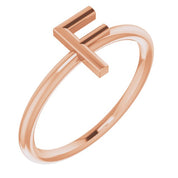 14K Rose Initial F Ring