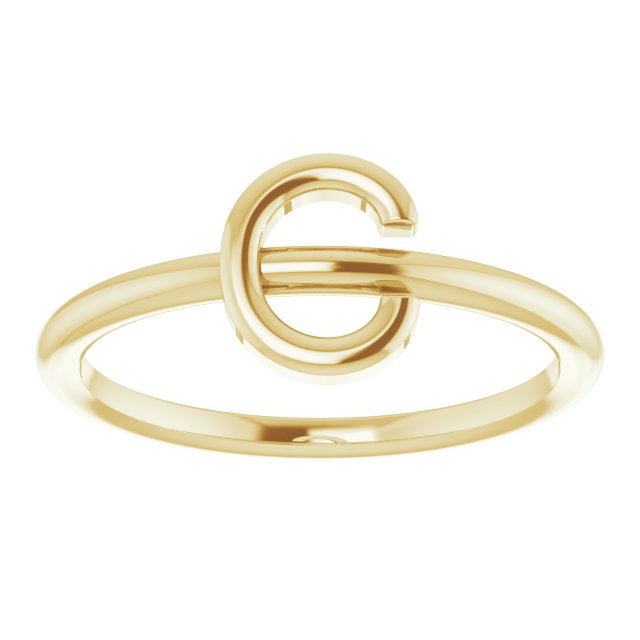 14K Yellow Initial C Ring
