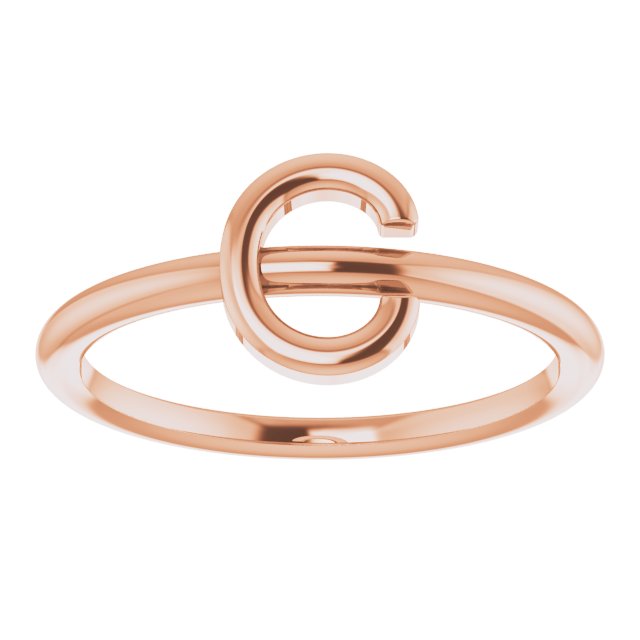 14K Rose Initial C Ring