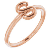14K Rose Initial S Ring