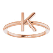 14K Rose Initial K Ring