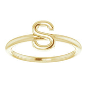 14K Yellow Initial S Ring