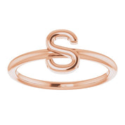 14K Rose Initial S Ring