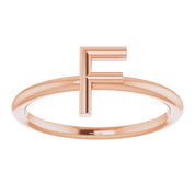 14K Rose Initial F Ring