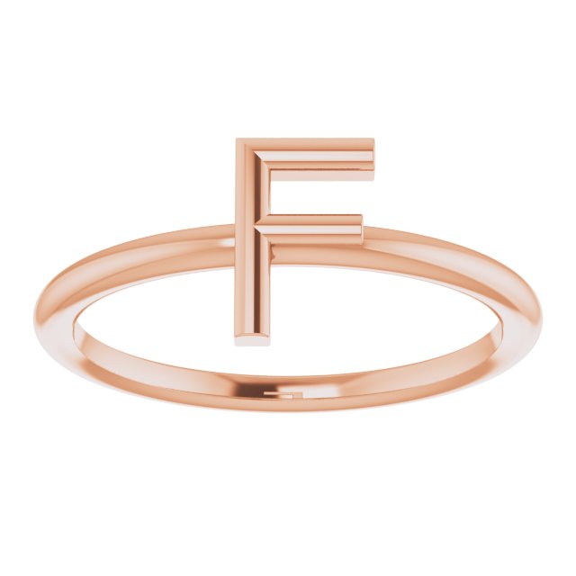 14K Rose Initial F Ring