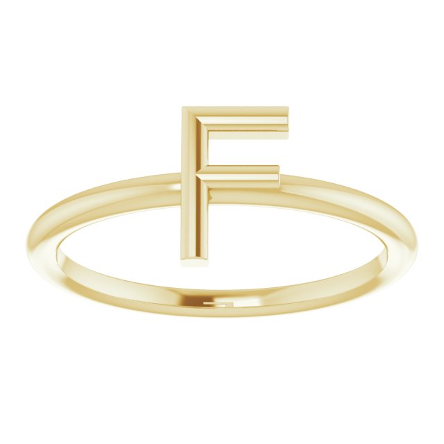 14K Yellow Initial F Ring