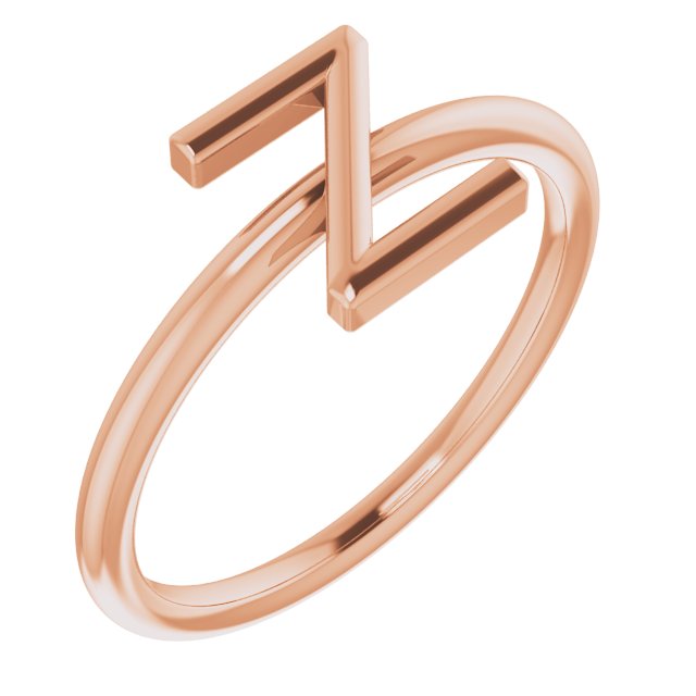 14K Rose Initial Z Ring